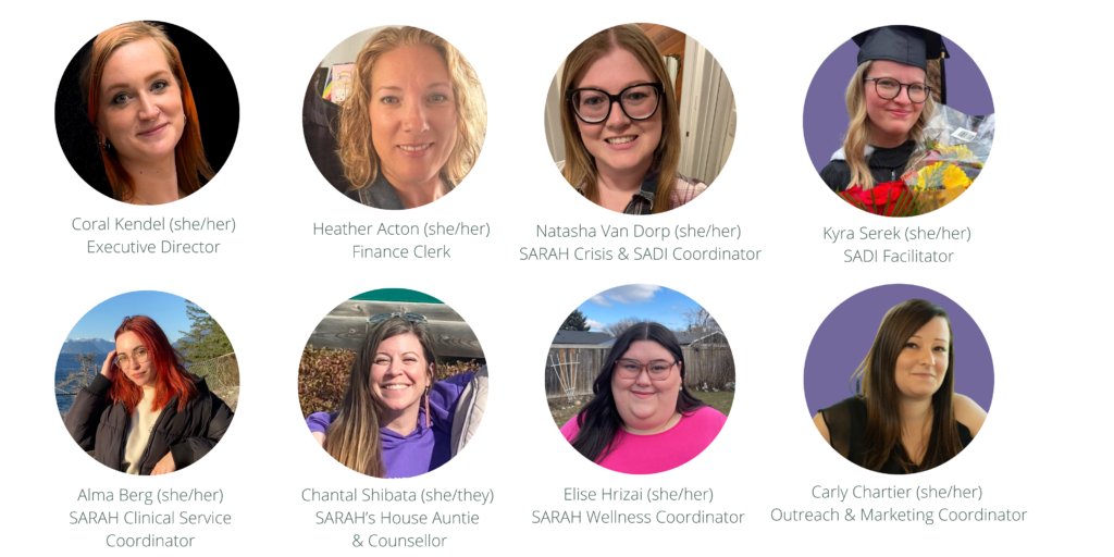 Portraits of Coral Kendel, Heather Acton, Alma Berg, Kyra Serek, Natasha Van Dorp, Chantal Shibata, Elise Hrizai, and Carly Cartier