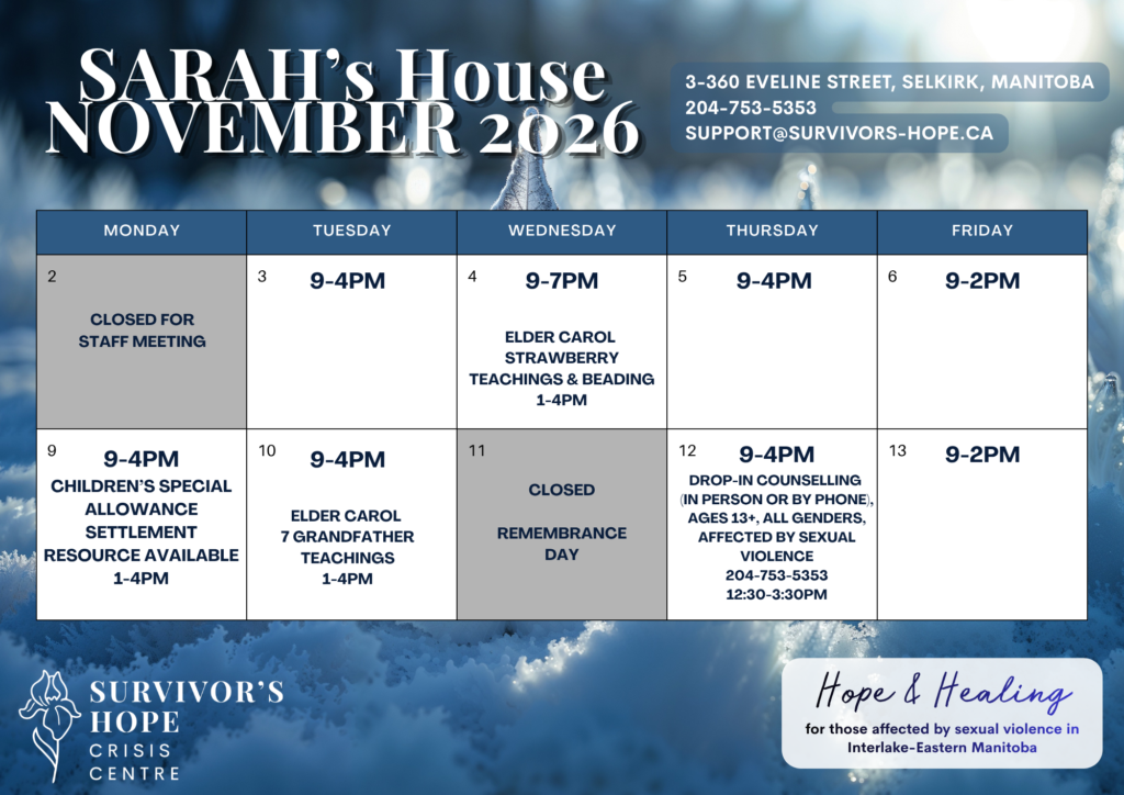November and December calendars at SARAH's House